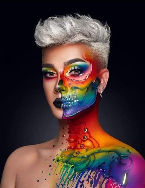 Visual Essay, Pride Makeup, Face Paint Makeup, Halloween Makeup Inspiration, Cool Makeup Looks, Halloween Wigs, Halloween Makeup Easy, Crazy Hair Day At School, Skull Makeup