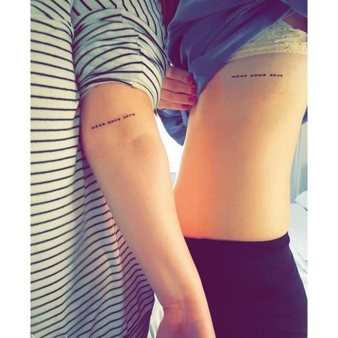 Morse Code Tiny Best Friend Tattoos, Ampersand Tattoo, Code Tattoo, Morse Code Tattoo, Thorn Tattoo, Create A Tattoo, Small Heart Tattoos, Sunset Tattoos, Bff Tattoos