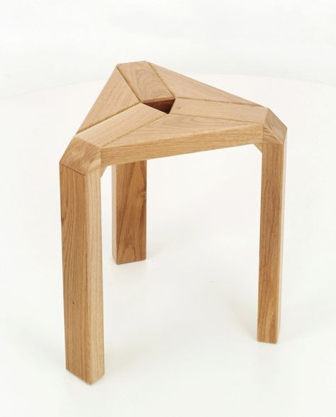 TRIO Oak Stool by Marcin Laskowski Wooden Stool Designs, Small Space Interior Design, Oak Stool, Flat Pack Furniture, Wooden Stool, Wood Joinery, Wood Stool, Stool Design, Creative Furniture