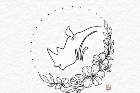 Big Five Tattoo, Rhino Tattoo Ideas, Tattoo Rhino, Rhino Tattoo, New Thought, Tattoo Designs For Women, Flower Tattoos, Cute Tattoos, Tatting