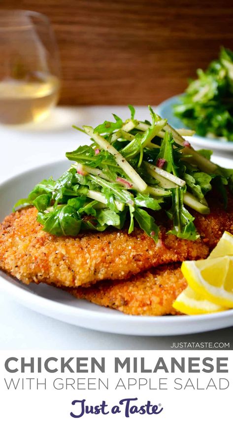 Apple Recipes Dinner, Green Apple Salad, Apple Salad Recipe, Savory Apple Recipes, Fried Chicken Cutlets, Chicken Cutlet Recipes, Chicken Milanese, Breaded Chicken Cutlets, Apple Salad Recipes