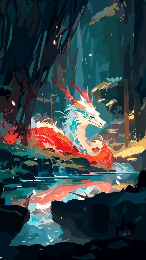 A Dragon, Aesthetic Wallpapers, Forest, Wallpapers, Running, Iphone, Water, Red