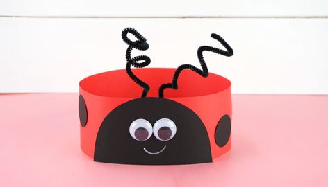 Ladybug Headband Craft, Preschool Headband Craft, Bug Headband Craft, Recycled Fashion Diy, Ladybug Hat, Ladybug Headband, Young Toddler Activities, Color Activities For Toddlers, Spring Crafts Preschool