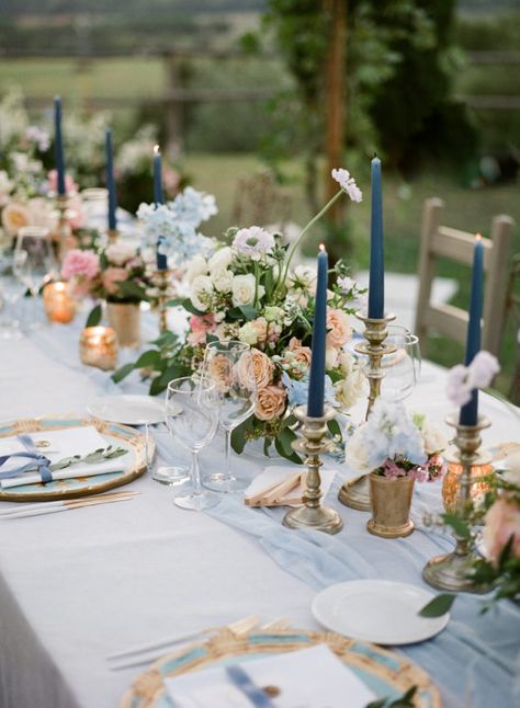 Navy Blue Candles Wedding, Wedding On The Coast, Navy Blue Reception Decor, Blue Candles Wedding, Navy Country Wedding, Navy Blue Centerpieces, Blue Table Decor, Navy Wedding Theme, Blue Fall Wedding