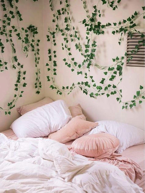 1pc Artificial Foliage | SHEIN USA Artificial Vines, Green Room Decor, Boho Chic Living Room, Aesthetic Bedroom Ideas, Cute Bedroom Ideas, Cute Bedroom Decor, Walls Room, Room Makeover Bedroom, Room Makeover Inspiration