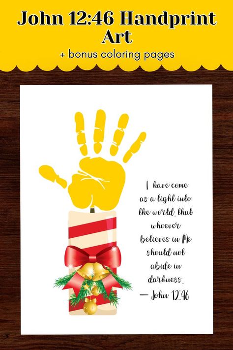 Teach your kids the true meaning of Christmas with our Handprint John 12:46 Craft! This keepsake craft is a great way to remind your family of the reason for the season while creating a beautiful decoration for your home or a cherished keepsake. BONUS: Nativity Scene coloring pages included Nativity Scene Coloring Pages, Scene Coloring Pages, John 12 46, Nativity Scene Crafts, Christmas Handprint Crafts, Christmas Handprint, Keepsake Crafts, Handprint Craft, Meaning Of Christmas