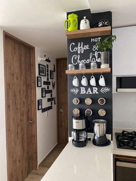 Ideas Para Cafe Bar En Casa, Caffe Bars, Coffee Shelves, Cafe Shelves, Coffee Bar Station, Coffee Bar Design, Coffee Bars In Kitchen, Dream Kitchens Design, Home Coffee Bar