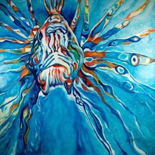 Art: LION FISH ABSTRACT COMMISSION by Artist Marcia Baldwin Sea Lion Art, Narnia Wardrobe, Fish Abstract, Marcia Baldwin, Abstract Lion, Sea Creatures Art, Sea Turtle Art, Florida Art, Lion Fish