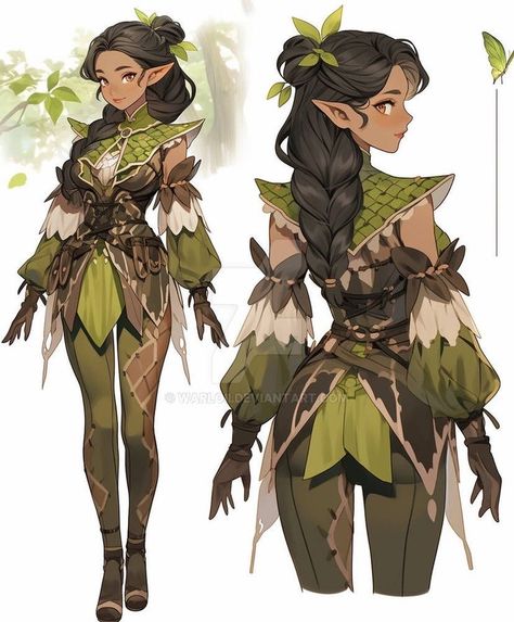 The Butterfly Haircut, Dnd Druid, Butterfly Haircut, All Face Shapes, Forest Elf, Dnd Art, Female Character Design, Trendy Style, Fantasy Clothing