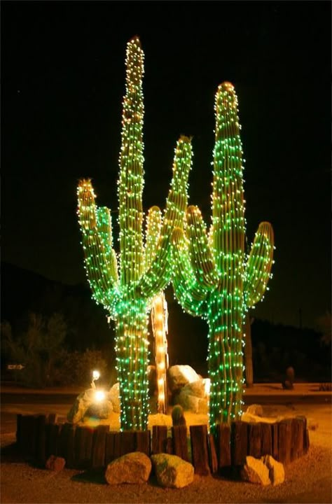 Cactus Christmas lights Southwestern Christmas Ornaments, Cactus Christmas Trees, Cactus Light, Cactus Christmas, Cactus Printable, California Christmas, Texas Christmas, Farmhouse Halloween, Cowboy Christmas