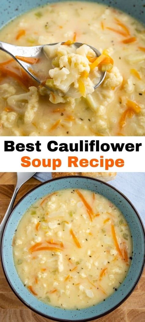 Best Cauliflower Soup Recipe Best Cauliflower Soup, Recipes For Cold Days, Broccoli And Cheddar Soup, Cauliflower Soup Recipe, Broccoli And Cheddar, Cauliflower Soup Recipes, Homemade Soup Recipe, Delicious Soup Recipes, Cheddar Soup