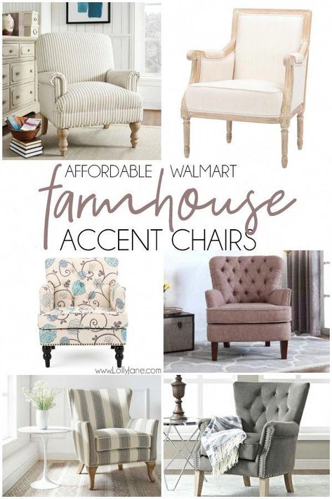 Farmhouse Accent Chairs, Bed Artwork, Farmhouse Accent Chair, Walmart Home Decor, Gorgeous Farmhouse, Farmhouse Living Room Furniture, Table Ikea, Rustic Farmhouse Living Room, Farmhouse Chairs