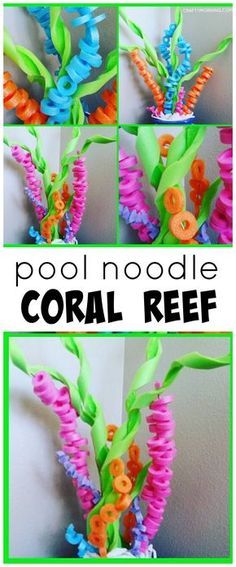 Pool Noodle Coral Reef, Pool Noodle Coral, Coral Craft, Coral Reef Craft, Pool Noodle Crafts, Under The Sea Decorations, Fiesta Tropical, Ocean Party, Pool Noodle