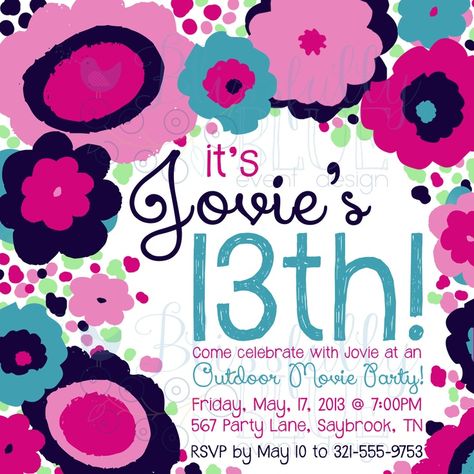 Download FREE Template 13th Birthday Party Invitation Wording Teen Birthday Invitations, Birthday Party Invitation Wording, Birthday Party Invitations Free, 13th Birthday Invitations, Birthday Invitation Card Template, Floral Birthday Invitations, Custom Birthday Invitations, Free Printable Birthday Invitations, 13th Birthday Parties