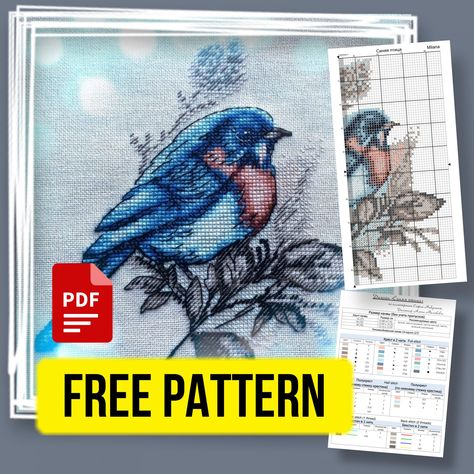 Free beautiful cross stitch pattern with a blue bird designed by Alena Milyukova. | Cross stitch bird, Cross stitch, Cross stitch patterns . #Cross_Stitch_Birds_Pattern #Blue_Bird_Cross_Stitch #Beautiful_Cross_Stitch_Pattern_Free #Bird_Cross_Stitch_Pattern_Free Cross Stitch Birds Pattern, Cross Stitch Landscape Patterns, Counted Cross Stitch Patterns Free, Printable Cross, Bird Cross Stitch, Unique Cross Stitch, Cross Stitch Tutorial, Easy Cross Stitch Patterns, Baby Cross Stitch Patterns