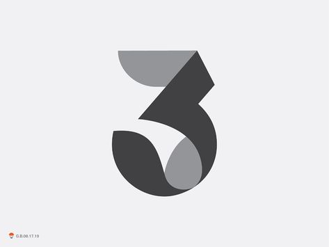 3 by George Bokhua on Dribbble Logo With Numbers Graphic Design, George Bokhua, Numeric Logo, Numbers Typography, 달력 디자인, Inspiration Logo Design, Logo Idea, Number Three, Logo Number