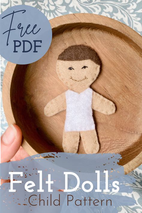 Felt Doll Tutorial, Boy Hairstyle, Felt Doll Pattern, Felt Doll Patterns, Felt Finger Puppets, Doll Patterns Free, Felt Crafts Christmas, Homemade Dolls, Baby Doll Pattern