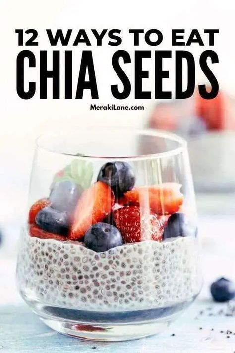 12 Easy Ways to Eat Chia Seeds | You've probably heard about chia seed pudding, but have you ever wondered why everyone raves about it so much? Click for all the details - the health benefits of chia seeds, nutritional information, whether it's safe to eat them raw, plus easy ways to add them to your meals and snacks. From a list of foods that contain chia seeds, to links to our favourite chia seed smoothie, chia seed muffins, and simple tips to make homemade chia pudding, we have you covered! What To Use Chia Seeds In, Ways To Consume Chia Seeds, Chi Seeds Recipes, Breakfast Chia Seed Recipes, Soaked Chia Seeds, Soaking Chia Seeds, Tasty Chia Seed Recipes, How To Incorporate Chia Seeds, Cooking With Chia Seeds