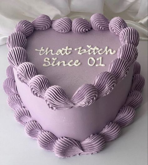 @fourtwentybakeit Lilac Bday Cake, Purple 30th Birthday Cake, Lilac Heart Cake, Birthday Cake Lilac, Lilac Cake Ideas, Purple Cake Aesthetic, Lilac Birthday Cake, Heart Shape Cake Designs, Purple Heart Cake