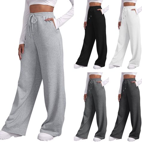 10.7€ 50% de réduction|Pantalon à Jambes Larges pour Femme, Survêtement à Doublure Smile, Droit, Astronomique, Tout Mathématique, Uni, Fitness, Jogging, Voyage Basique | AliExpress Elastic Waist Wide Leg Pants, Streetwear Joggers, Baggy Joggers, Pantalon Baggy, Female Streetwear, Sweatpants Women, Gray Sweatpants, Baggy Streetwear, Lounge Pants Womens