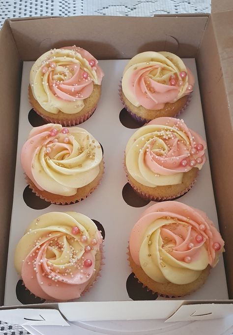 Simple Pink Cupcakes, Sweet 16 Cupcakes Pink And Gold, Light Pink Cupcakes With Gold, Pink 21st Birthday Cupcakes, Pink White Cupcakes, Pink Rosette Cupcakes, Sweet Sixteen Cupcakes, Pink And Yellow Cupcakes, Pink White And Gold Cupcakes