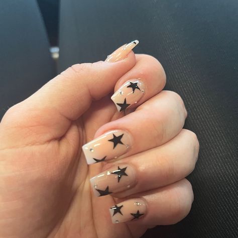 Star nails Stars Nails Design, Star Nails Design, Nail Design Star, Nails Design Tutorial, Starry Nails, Nails Star, Shellac Nail Designs, Stars Nails, Nyc Nails