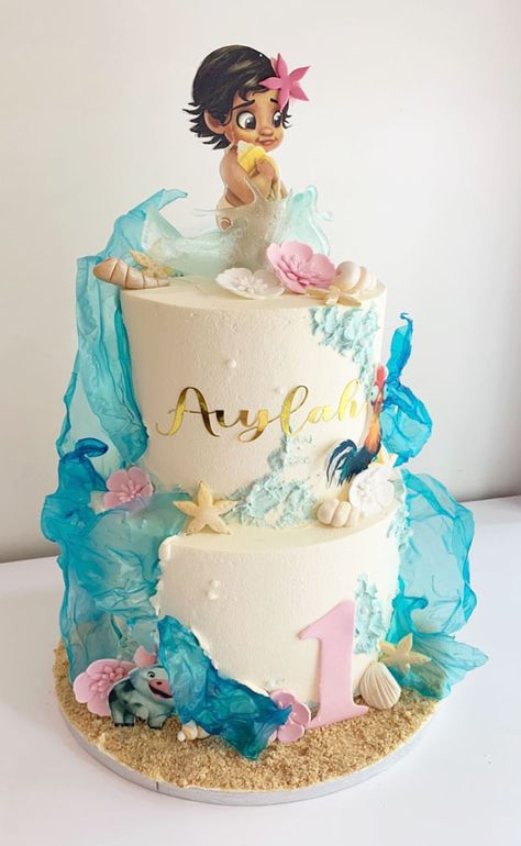 Mohana Cake, Baby Moana Cake, Moana Birthday Party Cake, Butterfly Baby Shower Cake, Moana Birthday Decorations, Cake 1st Birthday, Moana Birthday Cake, Moana Birthday Party Theme, Moana Theme Birthday