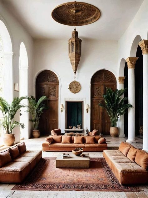 Mexican Apartment Aesthetic, Moroccan Interior Design Living Room, Modern Moroccan Interior Design, Turkish Interior, Mediterranean Style Interior, Modern Arabic Interior, Mediterranean Room, Modern Spanish Home, Spanish Mediterranean Homes