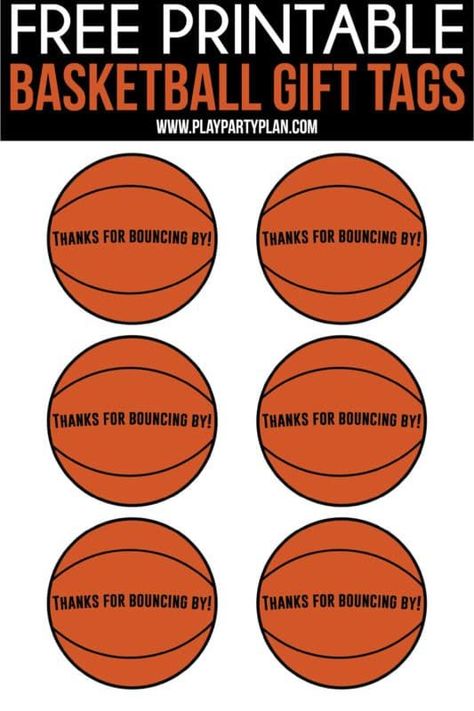 Free printable basketball party favors that aren't just for kids! DIY these cute bags yourself for the perfect sport theme favors! Fun ideas for the basketball tournament! Free Basketball Printables, Basketball Snacks, Basketball Treats, Basketball Themed Birthday Party, Basketball Party Favors, Free Basketball, Basketball Decorations, Basketball Theme Party, Sports Theme Classroom