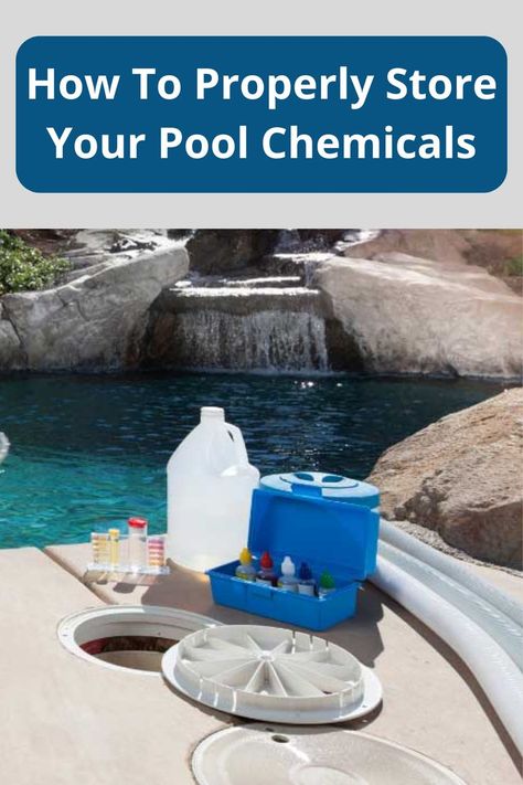 Here's how to properly store your swimming pool chemicals to keep them out of the wrong hands and safe for continued use. Pool Chemical Storage, Pool Cleaning Tips, Chemical Storage, Swimming Pool Chemicals, Pool Chemicals, Pool Maintenance, Pool Cleaning, Cleaning Hacks, Swimming Pool