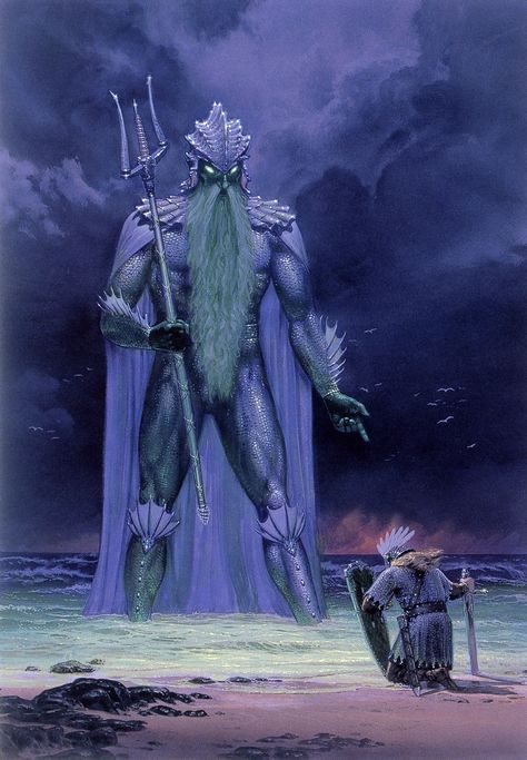 Tuor and Ulmo by Ted Nasmith Ted Nasmith, J.r.r. Tolkien, John Howe, Middle Earth Art, Tolkien Art, Lotr Art, Cthulhu Mythos, Jrr Tolkien, High Fantasy