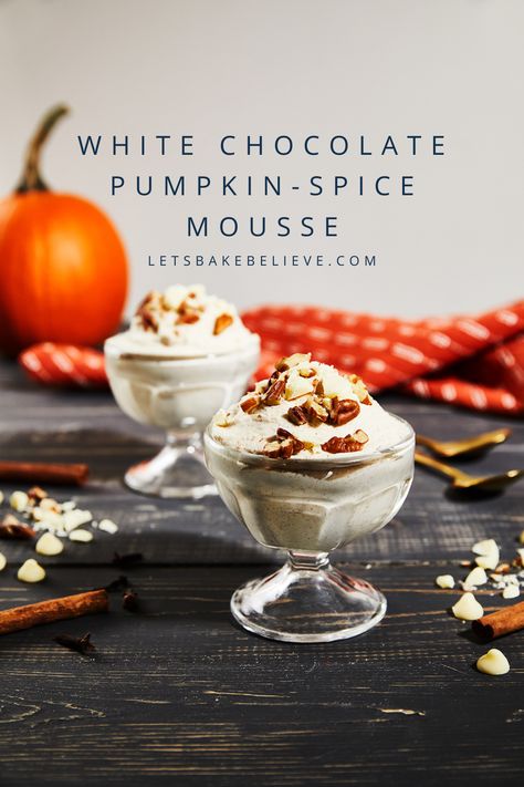 A fall favorite! Pumpkin-Spice Mousse with White Chocolate Chips 😋 Because you can never have enough pumpkin spice! Recipes Using Pumpkin Spice Pudding, Dairy Free Pumpkin Mousse, Easy Pumpkin Mousse, Keto Pumpkin Mousse Recipes, Pumpkin Spice Mousse Recipe, Pumpkin Spice Dessert Recipes, Mousse Shooters, Paleo Pumpkin Pie Bars, Mousse Desserts