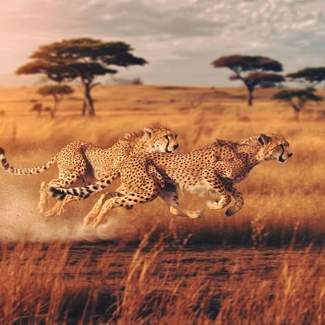 National Geographic | A breathtaking wildlife photograph capturing the raw speed of two cheetahs sprinting through the African savannah | Facebook Drawing Cheetah, Cheetah Cake, African Cheetah, Cheetah Drawing, African Wildlife Photography, Nails Cheetah, Cheetah Tattoo, Cheetah Art, African Savannah