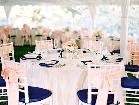 navy blue and coral wedding // event design: Gracie Lou Events, photo by Mandy Mayberry Blue Orange Weddings, Blue And Blush Wedding, Blush Decor, Wedding Themes Spring, Wedding Event Design, Wedding Colors Blue, Coral Wedding, Navy Blue Wedding, Orange Wedding