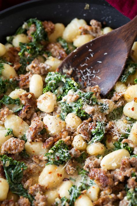 Gnocchi With Italian Sausage, Creamy Gnocchi, Sausage And Kale, Gnocchi Dishes, Gnocchi Recipe, Italian Sausage Recipes, Kale Recipes, Gnocchi Recipes, Cooking Classy