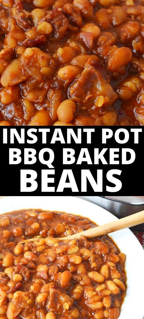 Instant Pot Baked Beans are delicious and an easy recipe to make using a pressure cooker. This no-soak method is the perfect barbecue side dish. Instapot Brown Beans, Vegetarian Baked Beans Instant Pot, Instant Pot Beans No Soak, Vegan Baked Beans Instant Pot, Homemade Baked Beans Instant Pot, Instant Pot Baked Beans Canned, Bbq Beans Instant Pot, Instant Pot Dried Beans Recipe, Brown Beans Instant Pot