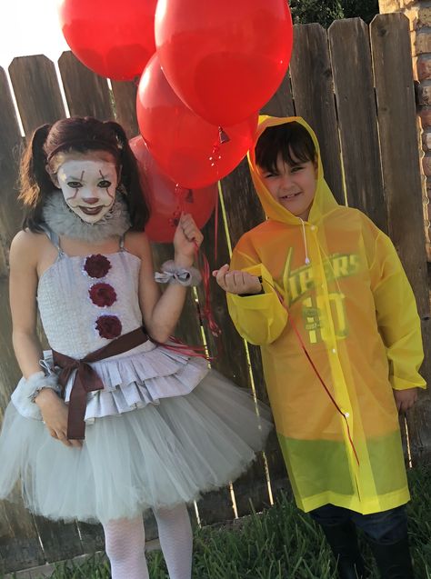 Brother and Sister Costumes Pennywise and Georgie Children’s It Costumes Brother And Sister Halloween Costumes, Brother Sister Halloween, Brother Sister Halloween Costumes, Pennywise Costume, Sister Halloween Costumes, Eyebrow Guide, 3 People Costumes, Sibling Halloween Costumes, Sister Costumes