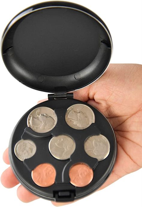 Amazon.com : HOME-X Coin Dispenser, Hard Case Organizer and Storage for Coins, Small Money Sorter and Coin Holder for Collectors, 3 ¼" D x 1 ¼" H, Black : Office Products Coin Sorter, Money Organizer, Coin Jar, Coin Organizer, Car Storage Box, Euro Coins, Purse Holder, Spare Change, Black Office