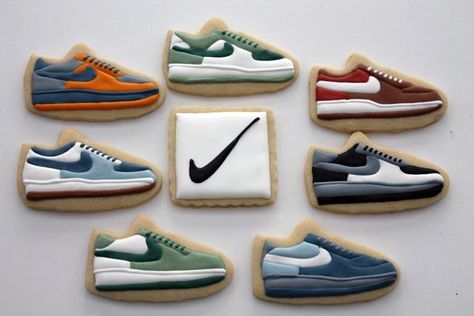 Nike Shoe cookies (1) | Cookie Connection Nike Shoe Cookies, Sneaker Cookies Decorated, Nike Cookies, Nike Cake, Women Nike Shoes, Shoe Cookies, Cheap Nike Shoes, Basic Cookies, Sugar Shoes