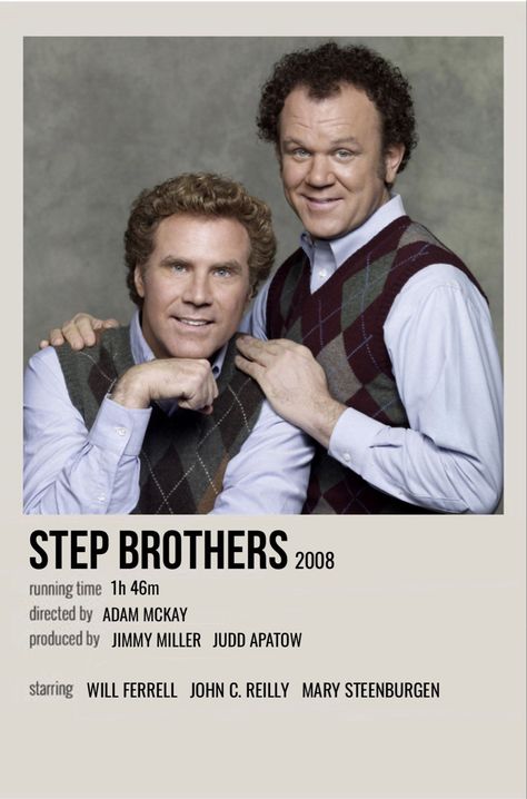 minimal polaroid movie poster for step brothers Stepbrothers Movie, Will Ferell, Quarantine Movie, Movie Polaroids, The Benchwarmers, Polaroid Movie Poster, Movie Character Posters, Alt Posters, Iconic Movie Characters