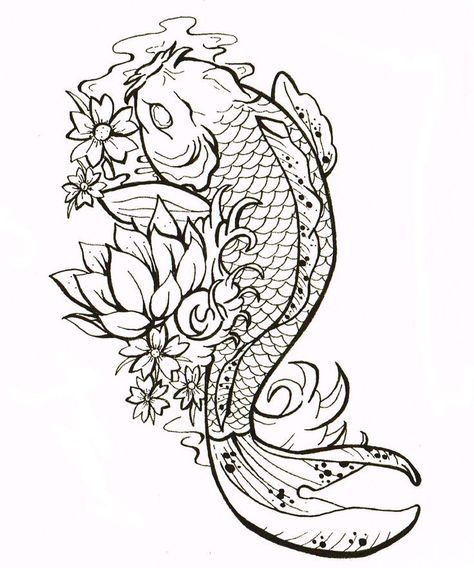 Koi Fish Pez Koi Tattoo, Coy Fish Tattoos, Karp Koi, Japanese Koi Fish Tattoo, Carp Tattoo, Koi Tattoo Design, Koi Fish Drawing, Koi Fish Designs, Yakuza Tattoo