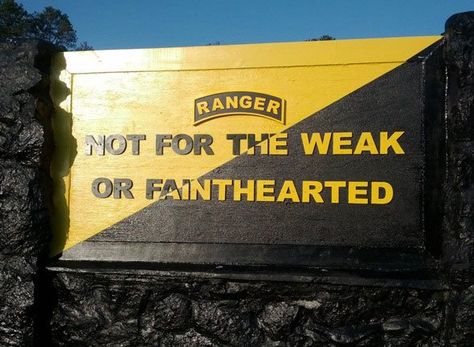 This famous sign at Camp Roberts says it all Oh how many times have I heard this through the years...Usually followed up with a little wink, crooked grin and slight nod of the head! Military Fitness, Two Soldiers, Ranger School, Military Motivation, Airborne Ranger, Us Army Rangers, 75th Ranger Regiment, Army Ranger, Military Workout