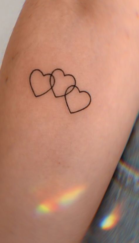 Small Heart Tattoos For Women On Wrist, Small Heart Friendship Tattoo, 3 Mini Heart Tattoo, Small Colored Heart Tattoo, Two Love Heart Tattoo, 3 Heart Tattoo On Wrist, 3 Hearts With Initials Tattoo, Connecting Heart Tattoos, 3 Small Heart Tattoo On Wrist