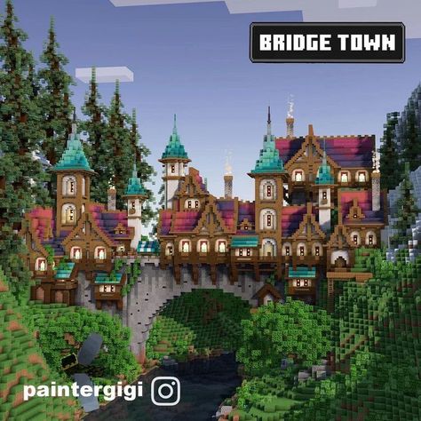 Minecraft Bridge, Minecraft Town, Minecraft Kingdom, Building Bridges, Minecraft Structures, Minecraft House Plans, Minecraft Cottage, Minecraft House Tutorials, Chateau Medieval