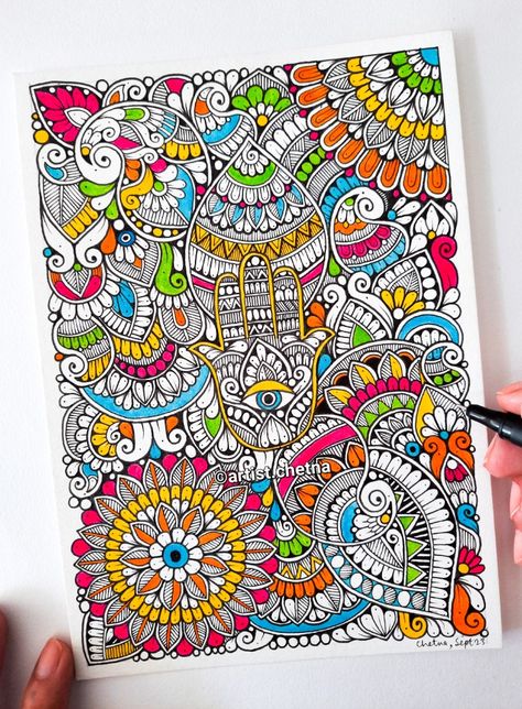 Colourful doodle design Unique Mandala Drawing Creative, Unique Mandala Drawing Colour, Colorful Doodle Art, Unique Mandala Drawing, Colour Mandala, Very Easy Rangoli Designs, Mandala Doodle, Durga Painting, Sketchbook Inspo