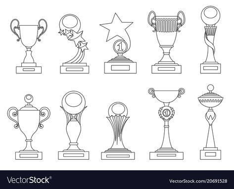 Award Logo Design, Trophy Outline, Trophy Cartoon, Trophy Illustration, Sports Silhouettes, Award Logo, Trophy Clipart, Thropy Award, Trophy Art