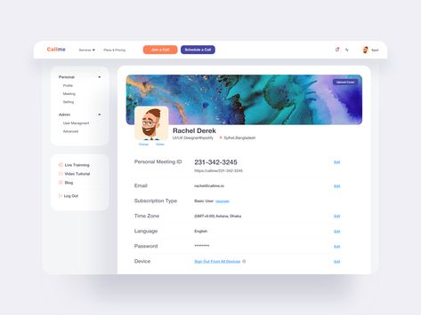 Communication Platform Profile UI by Syed Misba-Ul Hussain Profile Ui, Cv Website, Startup Design, Ui Design Mobile, Profile Website, Ui Website, Ui Design Website, Dashboard Template, Web Ui Design