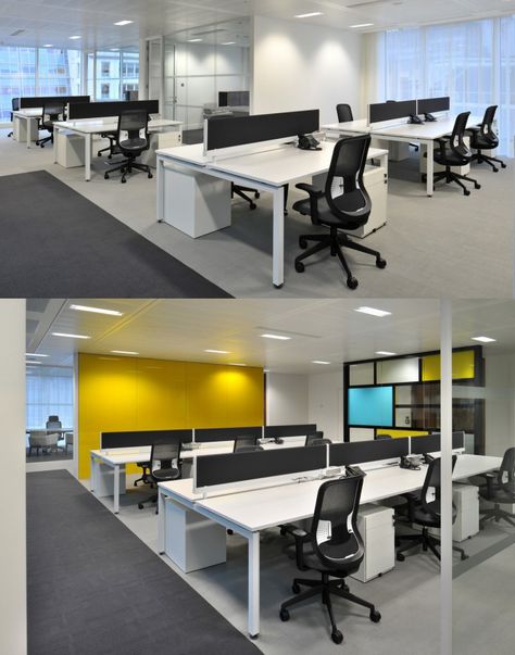 Work Stations Office Design Modern, Office Open Plan, Open Plan Office, Open Office Design, Creative Office Space, Home Office Layout, Modern Office Space, Modern Office Interiors, Corporate Office Design