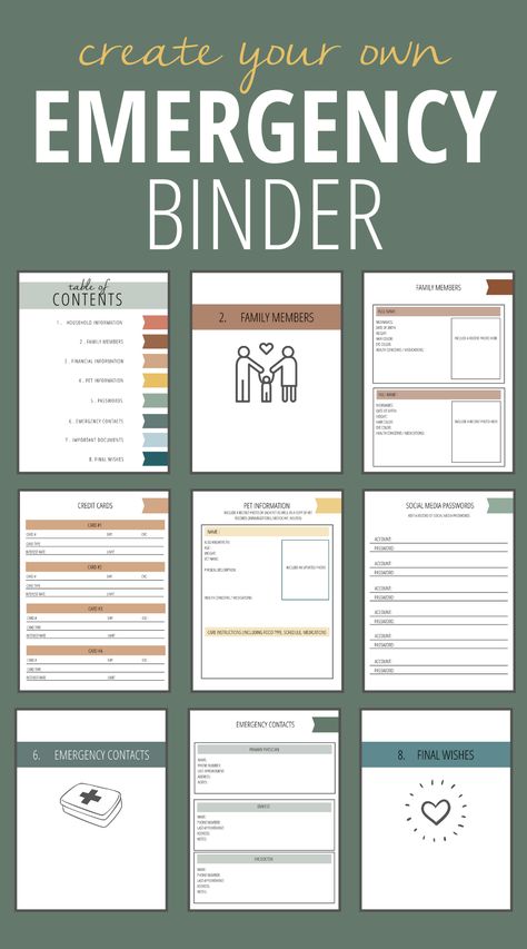 MAKE YOUR OWN EMERGENCY BINDER - Tory Stender Emergency Preparedness Binder, Family Emergency Binder, Estate Planning Checklist, Emergency Binder, Emergency Prepardness, Family Binder, Home Binder, Emergency Preparedness Kit, Life Binder