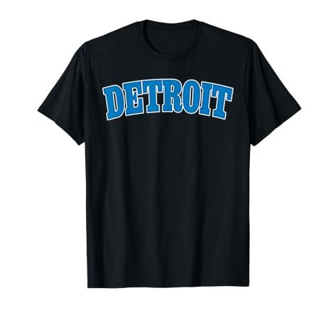 Detroit - Michigan - Throwback Design Print - Classic T-Shirt Dillard University, School Apparel, Blue Text, Text T Shirt, Varsity Style, School Outfits, Vintage Tshirts, Branded T Shirts, Manhattan